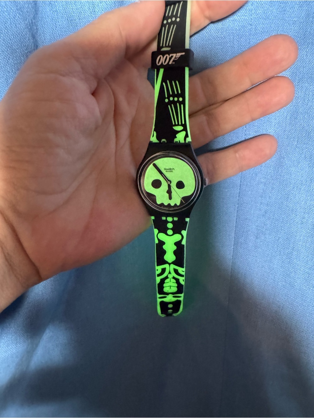 SWATCH 007 Villain Collection “Baron Samedi” GB237 GLOWS IN THE M’FING DARK!!!!!